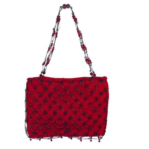 Eye Ful Bag Handbag Purse Red Metal Beaded Holiday Party Dressy Handbag NEW - Picture 16 of 16